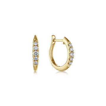 GABRIEL & CO- 14K Yellow Gold Classic Round 15mm Diamond Huggie Earrings